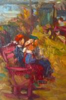 Kling György (1912-1991): Margitszigeti részlet, 1957-58 körül. Olaj, farost, jelzett, hátoldalán ki...