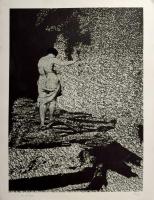 Joseph Kádár (1936-2019): Női akt, 1987. Kollázs, szitanyomat, jelzett, számozott (15/30), 59x42,5 cm