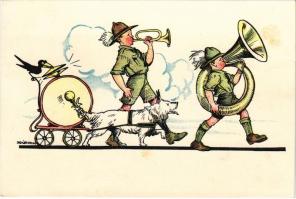 Magyar cserkész művészlap. Magyar Cserkészszövetség, Klösz Gy. és Fia / Hungarian boy scout art postcard s: Márton L. (fl)