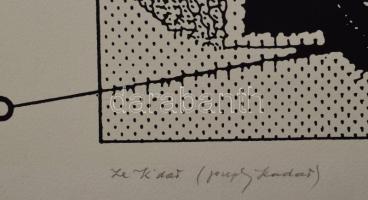 Joseph Kádár (1936-2019): Dualista kompozíció. Szitanyomat, papír, jelzett, számozott (90/100), jobb...