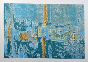 Haász Ágnes (1951-): Variációs formák III, 1995. Szitanyomat, papír. Jelzett. Művészpéldány E.A. VII/XII számozással. Hátoldalán a művész bélyegzőjével és autográf feliratával. Lapszéli szakadásokkal ás ázásnyommal. 40x59 cm