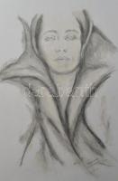 Sass Szilvia (1951-): Rost Andrea énekesnő portréja. Ceruza, papír. Jelzett. 45,5x30,5 cm