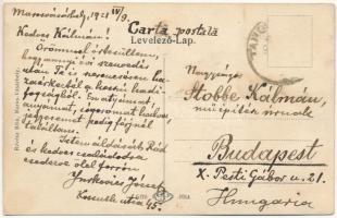 1921 Marosvásárhely, Targu Mures; Ferencz József Közművelődési ház, égő csere a kandeláberen 20 foko...