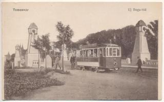 Temesvár, Timisoara; új Béga híd, villamos. Maravetz Testvérek kiadása / new Bega river bridge, tram (Rb)
