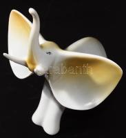Hollóházi porcelán elefánt, terv.: Schrammel Imre, kézzel festett, jelzett, hibátlan, m: 18 cm