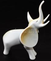 Hollóházi porcelán elefánt, terv.: Schrammel Imre, kézzel festett, jelzett, hibátlan, m: 18 cm