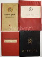 1951-1982 Vegyes okmányok, 4 db: Gödöllői Agrártudományi Egyetem által kiállított agrárközgazda oklevél, Borsod-Abaúj-Zemplén megyei polgári védelem törzsparancsnoka dicsérő oklevele, MSZMP Marxizmus-Leninizmus Este Egyeteme tanulmányi könyv, iskolai tanulmányi értesítő
