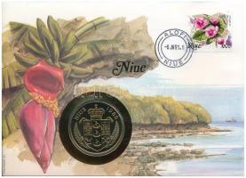 Niue 1988. 5D Cu-Ni "J. F. Kennedy - Ich bin ein Berliner" felbélyegzett borítékban, bélyegzéssel, német nyelvű tájékoztatóval T:UNC Niue 1988. 5 Dollars Cu-Ni "J. F. Kennedy - Ich bin ein Berliner" in envelope with stamp, cancellation and a description in german C:UNC