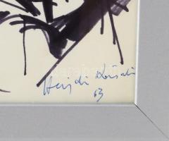 Hajdú László (1938-): Panoráma, 1963. Filctoll, papír, jelzett és datált (Hajdú László 63), vékony k...