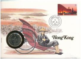 Hongkong 1982. 2D Cu-Ni felbélyegzett borítékban, bélyegzéssel, német nyelvű tájékoztatóval T:AU Hong Kong 1982. Dollars Cu-Ni in envelope with stamp, cancellation, with German description C:AU