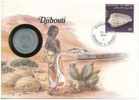 Dzsibuti 1986. 5Fr Al érme felbélyegzett borítékban, bélyegzéssel, német nyelvű tájékoztatóval T:AU Djibouti 1986. 5 Francs Al coin in envelope with stamp, cancellation and a German language information sheet C:AU