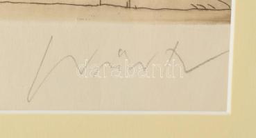 Würtz Ádám (1927-1994): Egy lap a Bocaccioból. Rézkarc, papír, jelzett, üvegezett fakeretben, 29×19 ...