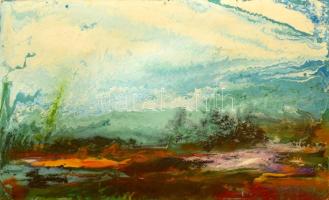 Kaibás Éva Katalin (-): Színes kép. Olaj, zománcfesték. Farost. Kissé sérült. 70x118 cm. KIZÁRÓLAG SZEMÉLYES ÁTVÉTEL, NEM POSTÁZZUK! / ONLY PERSONAL COLLECTION AT OUR OFFICE.