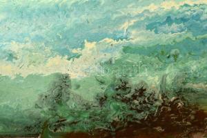 Kaibás Éva Katalin (-): Színes kép. Olaj, zománcfesték. Farost. Kissé sérült. 70x118 cm. KIZÁRÓLAG S...