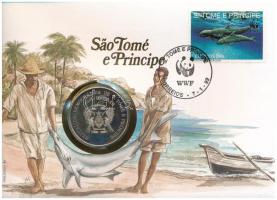 Sao Tomé és Principe DN (1993) 1000D Cu-Ni "Atlantai Olimpia 1996 - Tenisz" felbélyegzett borítékban, WWF bélyegzéssel T:PP patina Sao Tomé and Principe ND (1993) 1000 Dobras Cu-Ni "Atlanta Olympics 1996 - Tennis" in envelope with stamp and WWF cancellation C:PP patina Krause KM#65