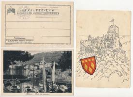 10 db RÉGI képeslap, közte néhány modern + 3 db levelezőlap / 13 pre-1945 postcards, with some modern ones