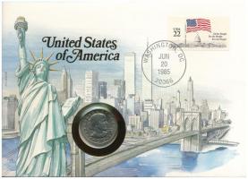Amerikai Egyesült Államok 1979S 1$ Cu-Ni "Susan B. Anthony" felbélyegzett borítékban, bélyegzéssel, német nyelvű leírással T:AU USA 1979S 1 Dollar Cu-Ni "Susan B. Anthony" in envelope with stamp and cancellation, with German description C:AU