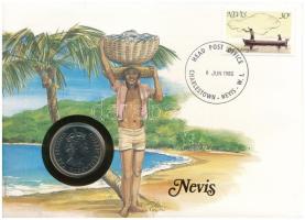 Kelet-Karibi Államok / Nevis 1965. 50c Cu-Ni "II. Erzsébet" felbélyegzett borítékban, bélyegzéssel T:UNC East Caribbean States / Nevis 1965. 50 Cents Cu-Ni "Elizabeth II" in envelope with stamp and cancellation C:UNC