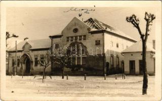 1940 Beszterce, Bistritz, Bistrita; Mozgó (mozi) épülete télen. Foto Sport / cinema in winter. photo + "1940 BESZTERCE VISSZATÉRT" So. Stpl (EK)