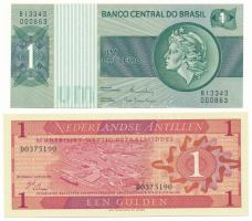 Holland Antillák 1970. 1G + Brazília DN(1980) 1C "B13343 000863" T:UNC,AU Netherlands Antilles 1970. 1 Gulden + Brazil ND(1980) 1 Cruzeiro "B13343 000863" C:UNC,AU Krause P#20, P#191Ac