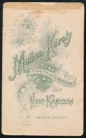 1899 Hadapród (kadét) egyenruhás fiú portréja, vizitkártya Mathea Károly nagykanizsai műterméből, fe...