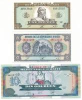 Haiti 1992. 1G + 2G + 2000. 10G T:UNC,AU Haiti 1992. 1 Gourde + 2 Gourdes + 2000. 10 Gourdes C:UNC,AU Krause P#259, P#260, P#265a.2