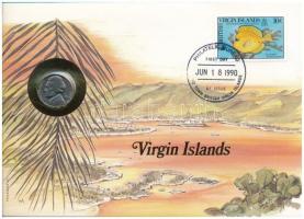 Amerikai Egyesült Államok / Virgin-szigetek 1968S 5c felbélyegzett borítékban, bélyegzéssel, német nyelvű leírással T:XF USA / Virgin Islands 1968S 5 Cents in envelope with stamp and cancellation, with German description C:XF