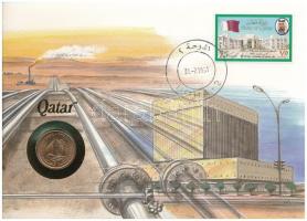 Katar 1978. 5D felbélyegzett borítékban, bélyegzéssel, német nyelvű leírással T:UNC patina Qatar 1978. 5 Dirham in envelope with stamp and cancellation, with German language description C:UNC patina