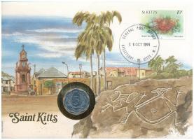 Kelet-Karibi Államok / St. Kitts 1987. 5c Al "II. Erzsébet" felbélyegzett borítékban, bélyegzéssel, német nyelvű leírással T:UNC Eastern Caribbean States / Saint Kitts 1987. 5 Cents Al "Elizabeth II" in envelope with stamp and cancellation, with German description C:UNC