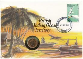 Nagy Britannia / Brit Indiai-óceáni Terület 1990. 1p bronz felbélyegzett borítékban, bélyegzéssel, német nyelvű tájékoztatóval T:UNC Great Britain / British Indian Ocean Territory 1990. 1 Penny bronze in envelope with stamp, cancellation, with German description C:UNC