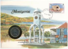 Kelet-Karibi Államok / Montserrat 1989. 25c Cu-Ni "II. Erzsébet" felbélyegzett borítékban, bélyegzéssel, német nyelvű leírással T:UNC East Caribbean States / Montserrat 1989. 25 Cents Cu-Ni "Elizabeth II" in envelope with stamp and cancellation, with German description C:UNC
