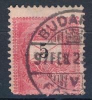 1889 5kr képbe fogazva, túlfestékezett nyomat (foghibák / perf faults)