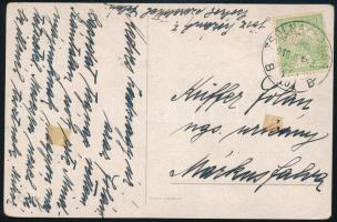 1916 Képeslap "ZSOLNA-KASSA" vasúti mozgóposta bélyegzéssel