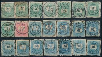 21 db krajcáros bélyeg egykörös bélyegzéssel