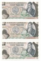 Kolumbia 1977-1981. 20P (3xklf) T:AU Colombia 1977-1981. 20 Pesos Oro (3xdiff) C:AU Krause P#409c, P#409d