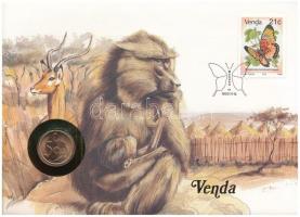 Dél-Afrikai Köztársaság / Venda 1990. 5c acél felbélyegzett borítékban, alkalmi bélyegzéssel, német nyelvű tájékoztatóval T:AU patina South African Republic / Venda 1990. 5 Cents steel in envelope with stamp, cancellation and a prospectus in german C:AU patina