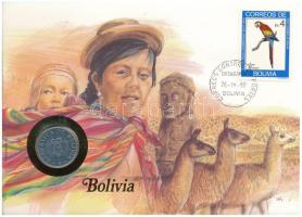 Bolívia 1987. 50c Al felbélyegzett borítékban, bélyegzéssel, német nyelvű leírással T:AU Bolivia 1987. 50 Centavos Al in envelope with stamp, cancellation and with German description C:AU