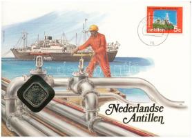 Holland-Antillák 1985. 5c felbélyegzett borítékban, bélyegzéssel, német nyelvű leírással T:UNC Netherlands Antilles 1985. 5 Cents in envelope with stamp and cancellation, with German description C:UNC
