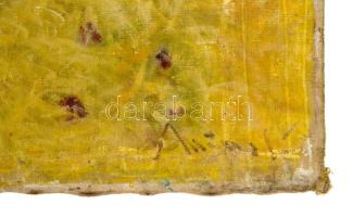 Olvashatatlan jelzéssel, XX. sz. első fele: Aratók. Olaj, vászon. Vakráma nélkül. Kissé sérült. 60×8...