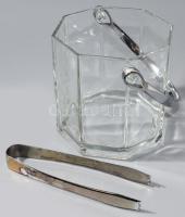 Francia jégvödör, jelzett, jégfogóval, m: 12,5 cm