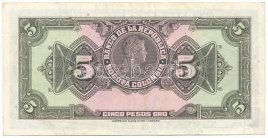 Kolumbia 1947. 5P "M 47743610" T:F, szép papír
Colombia 1947. 5 Pesos Oro "M 4774361...