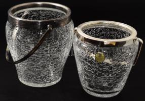 WMF 2 darab krakléüveg jégvödör, egyik jelzett, kopással, m: 13,5 cm