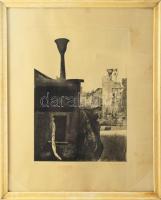 Major János (1934-2008): Háztetők (cím nélkül). Rézkarc, papír, jelzett, számozott (50/30). Lap széle kissé foltos. Üvegezett fakeretben, 34,5x24 cm