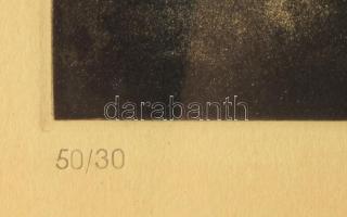 Major János (1934-2008): Háztetők (cím nélkül). Rézkarc, papír, jelzett, számozott (50/30). Lap szél...