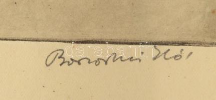 Borsos Miklós (1906-1990): Fekvő női akt. Rézkarc, papír, jelzett, apró foltokkal, üvegezett fakeret...