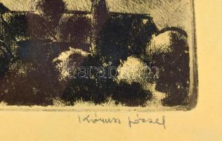 Kórusz József (1927-2010): Dunakanyar. Rézkarc, papír, jelzett, üvegezett fakeretben, 30×41,5 cm