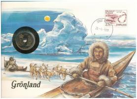 Grönland felbélyegzett boríték, bélyegzéssel, benne Dánia 1987. 25ö, német nyelvű leírással T:UNC Greenland envelope with stamp and cancellation, including Denmark 1987. 25 Öre, with German description C:UNC