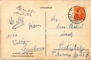 1933 A cserkész, ahol tud, segít. A Magyar Cserkészszövetség kiadása / Hungarian boy scout art postc...