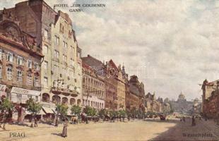 Praha Venceslav square and Hotel U Zlate Husy