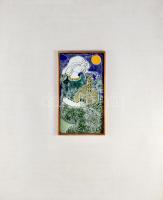 Pálfalviné Csasztka Ilona: A Kis Mánfa. Tűzzománc, jelzett, keretben, 19x10,5 cm, 47x38 cm